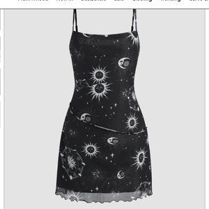 Cider - Cosmic Print Mesh Mini Dress
